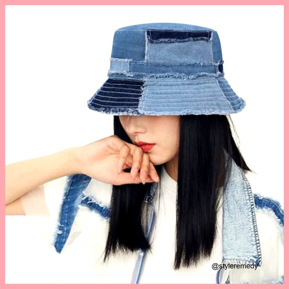 Denim Bucket Hat Packable Summer Beach Sun Hat Travel main image 4